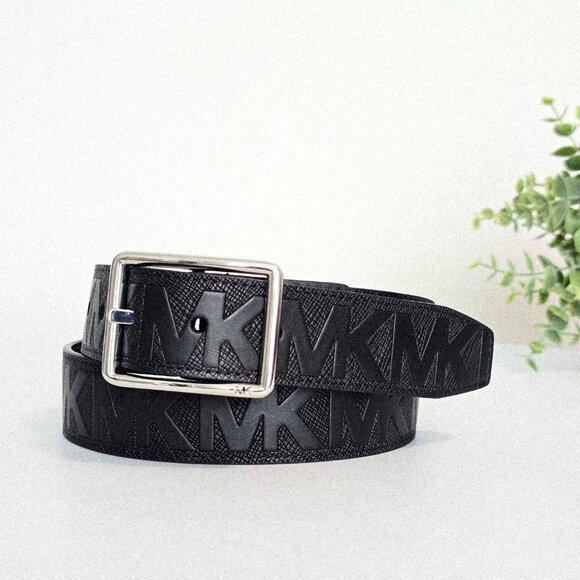 New Michael Kors Reversible Leather Belt Mens 34 Black - Picture 1 of 5